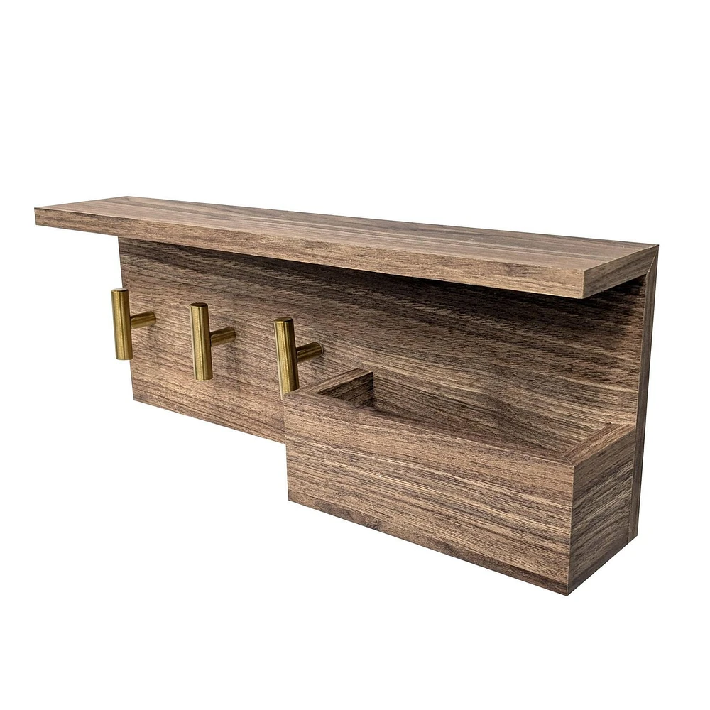 Hometrends 16" Walnut Shelf Wall Organizer