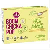 Angie’s BOOMCHICKAPOP® Gluten-Free, Non GMO, Sea Salt Microwave Popcorn, 4 Pack (4 x 93 g), A whole grain, Non GMO, Kosher, gluten free snack made in a peanut free facility