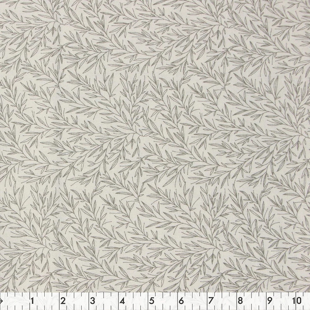 Fabric Creations Tissu de coton au mètre Feuilles blanches 107 cm (42")