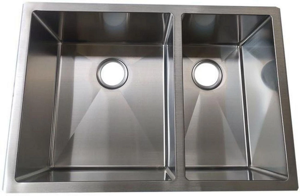 American Imaginations AI-29361 29 pouces Évier de cuisine en nickel brossé approuvé par W CUPC avec finition en nickel brossé et calibre 18