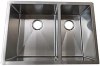 American Imaginations AI-29361 29 pouces Évier de cuisine en nickel brossé approuvé par W CUPC avec finition en nickel brossé et calibre 18