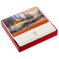 Boîte de 24 cartes de Noël Connections de Hallmark (Cabane en bois rond, œuvre de Thomas Kinkade)