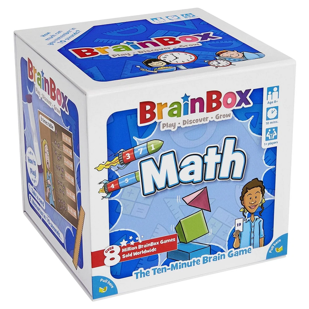 BrainBox Maths - Card Game - Trivia Game - Fun Game for Family Game Night - Memory Game for Kids and Adults - Ages 8+ - 1+ Players - 10 Minutes - By Bezzerwizzer