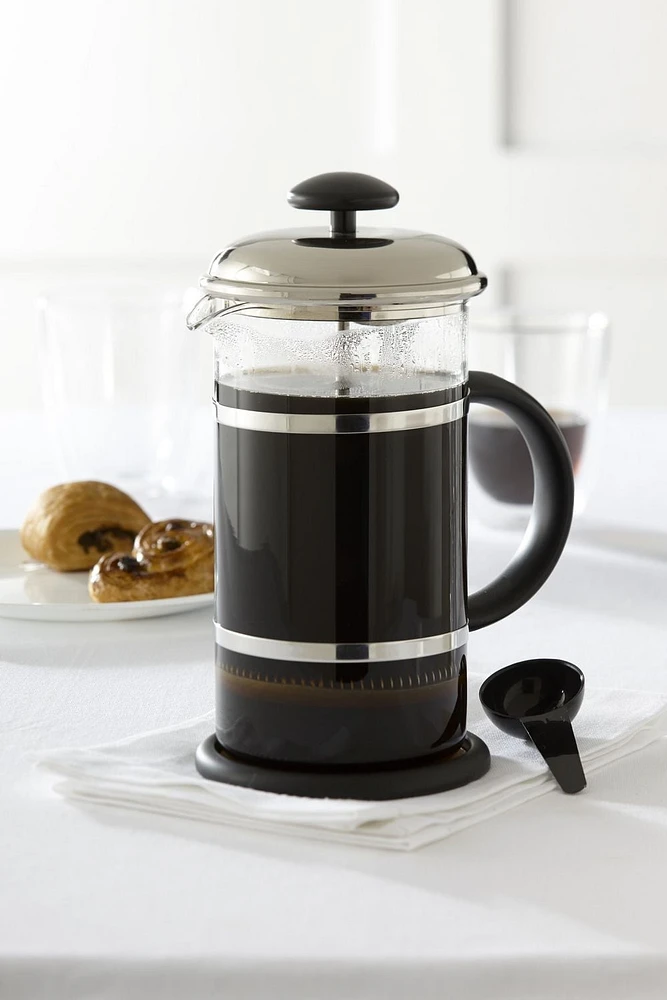 Trudeau Maison Coffee Press with Chrome Plate Lid, Coffee Press with lid