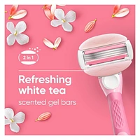 Venus ComfortGlide White Tea Women's Razor Blades, with Built-in Shave Gel Bars, 4 Razor Blade Refills, 4CT