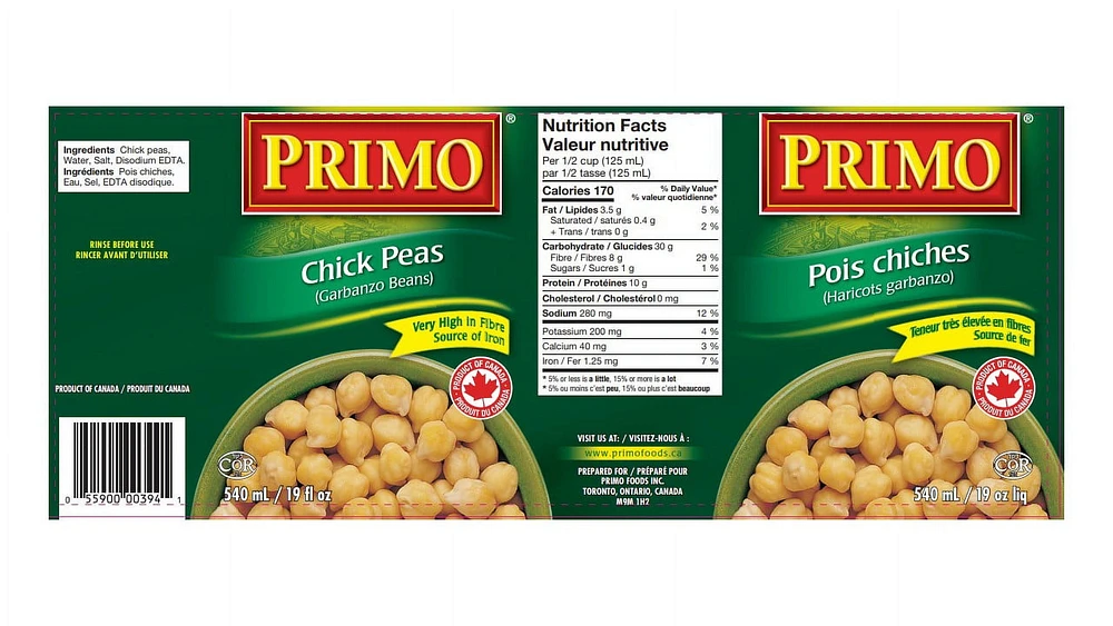 PRIMO CHICK PEAS