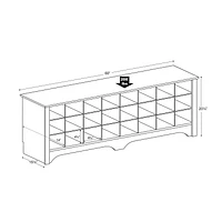 Prepac 60 in W x 20.25 in H x 15.5 in D Shoe Cubby Bench, Multiple Finishes