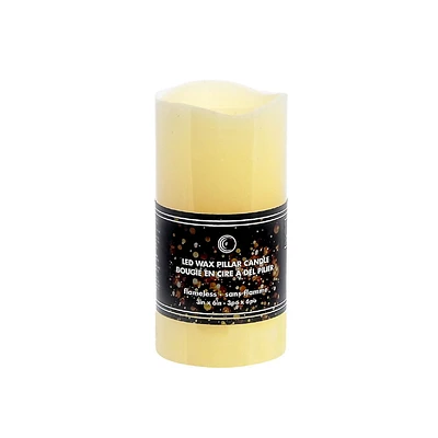 Led Vague Unscented Bougie D'Ivoire Avec Minuterie (3 X 6" ) - Set of 2