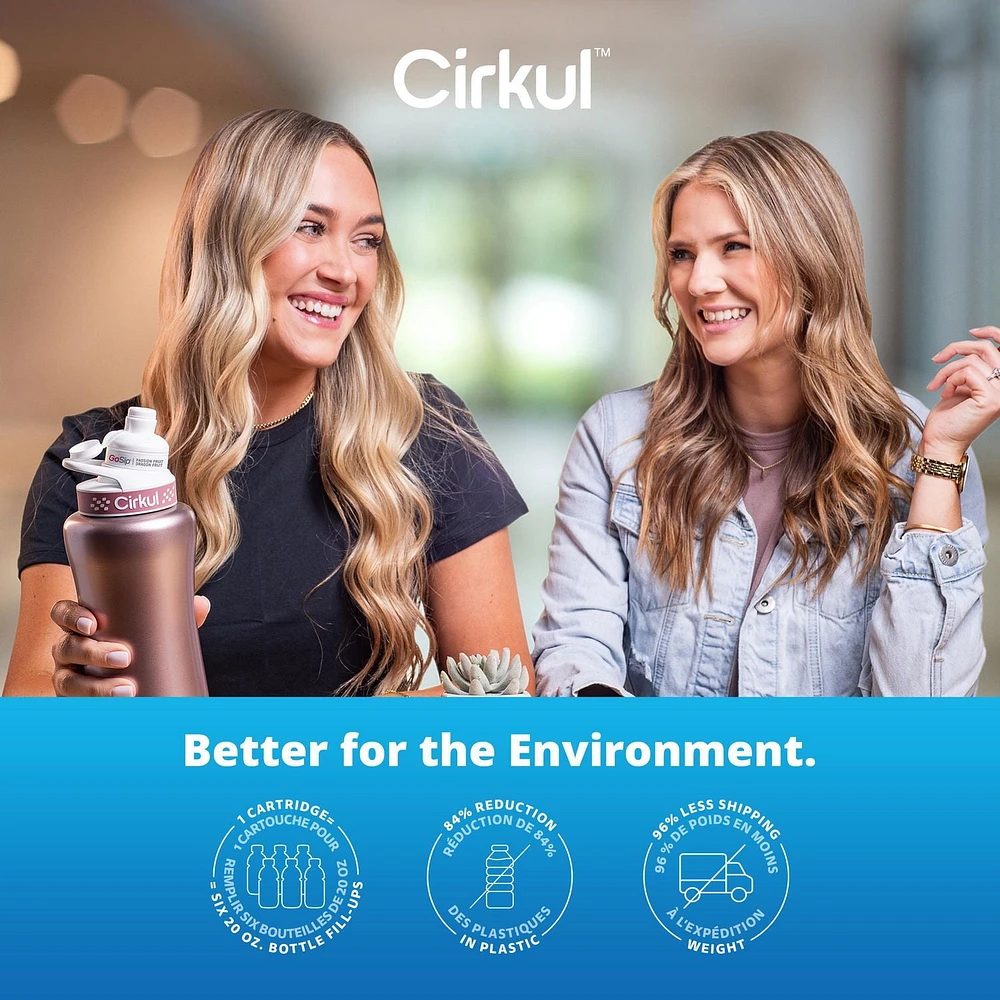 Cirkul Limited Edition 32oz Rose Gold Stainless Steel Water Bottle Starter Kit with Rose Gold Lid and 2 Flavor Cartridges (GoSip Passion Fruit Dragon Fruit & LifeSip Strawberry), Cirkul 32RG SK 2C