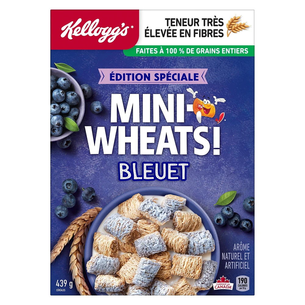 Kellogg's Mini-Wheats Cereal, Blueberry Flavour 439 g, Special Edition