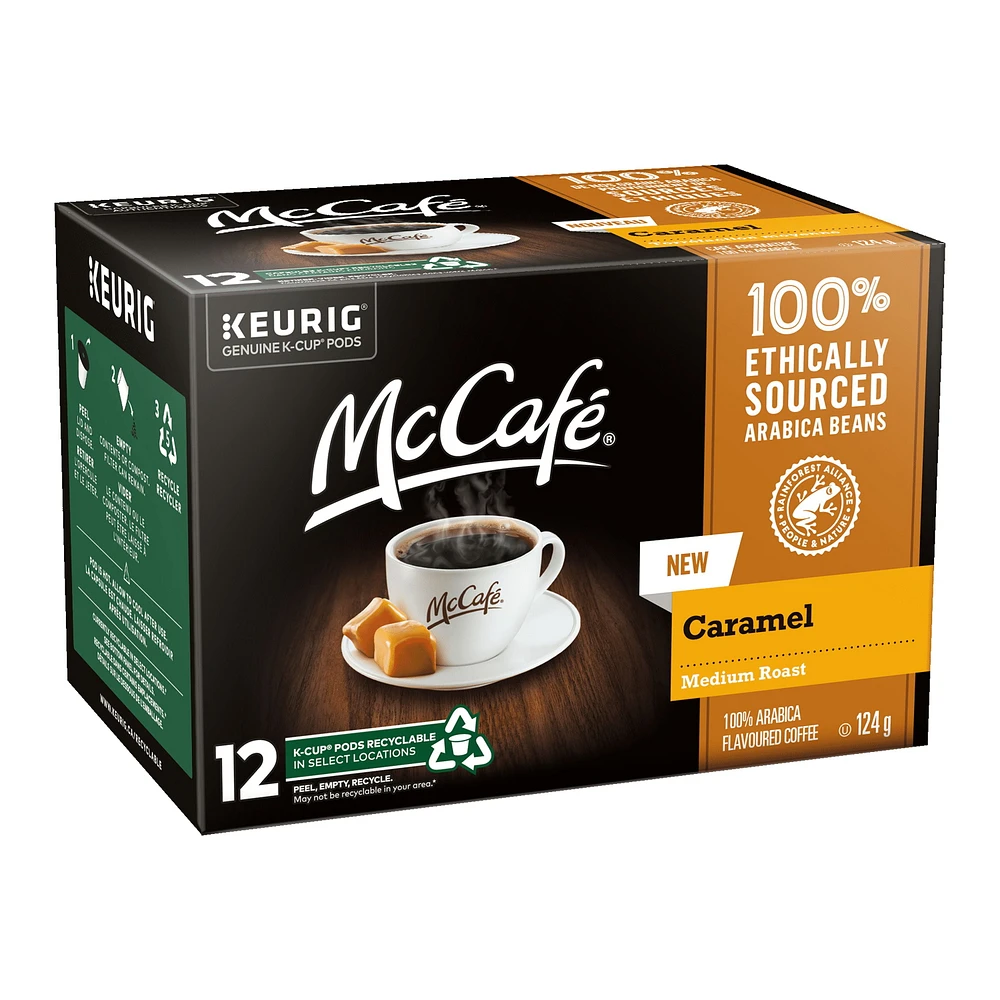 McCafé Premium Caramel Flavoured, Medium Roast, K-Cup Coffee Pods, 12 Count