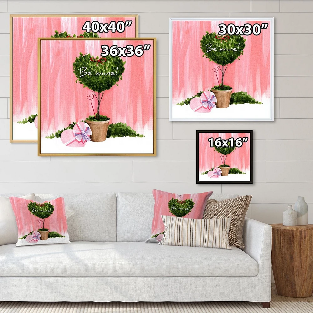 Designart Heart Shaped Valentine House Plant FLOAT FRAME WALL ART
