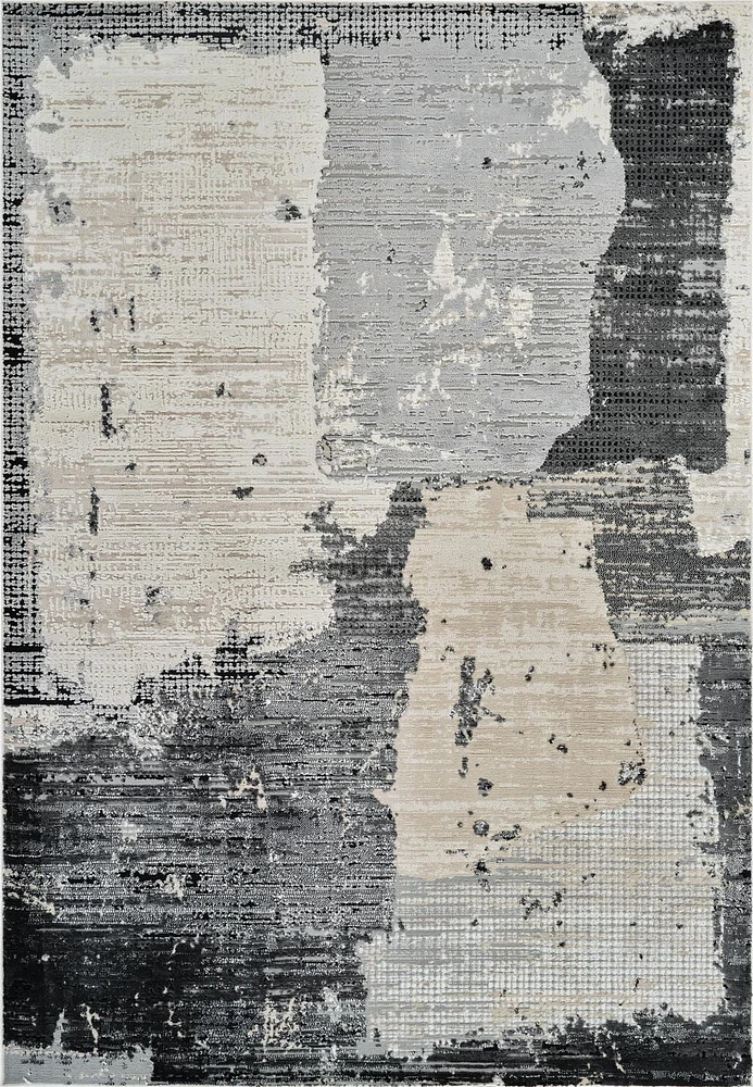 Rug Branch Nomad Abstract Indoor Area Rug, Black Beige, Modern - Living Room, Bedroom, Dining Room, and Kitchen