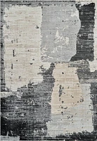 Tapis d'interieur abstrait Rug Branch Nomad, noir beige, moderne - Salon, chambre, salle a manger et cuisine
