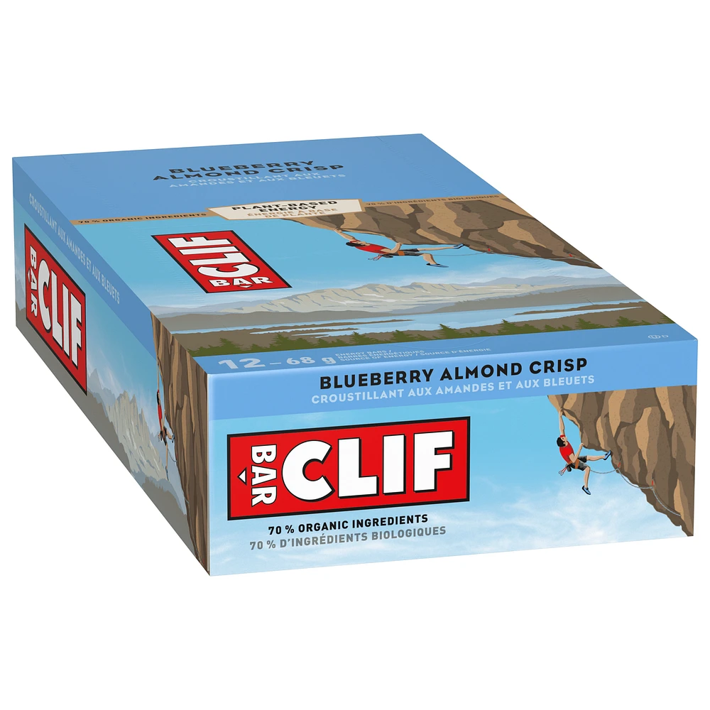 CLIF BAR, Blueberry Almond Crisp Energy Bar, 70% Organic Ingredients, No Artificial Flavours, 68 g (Pack of 12)