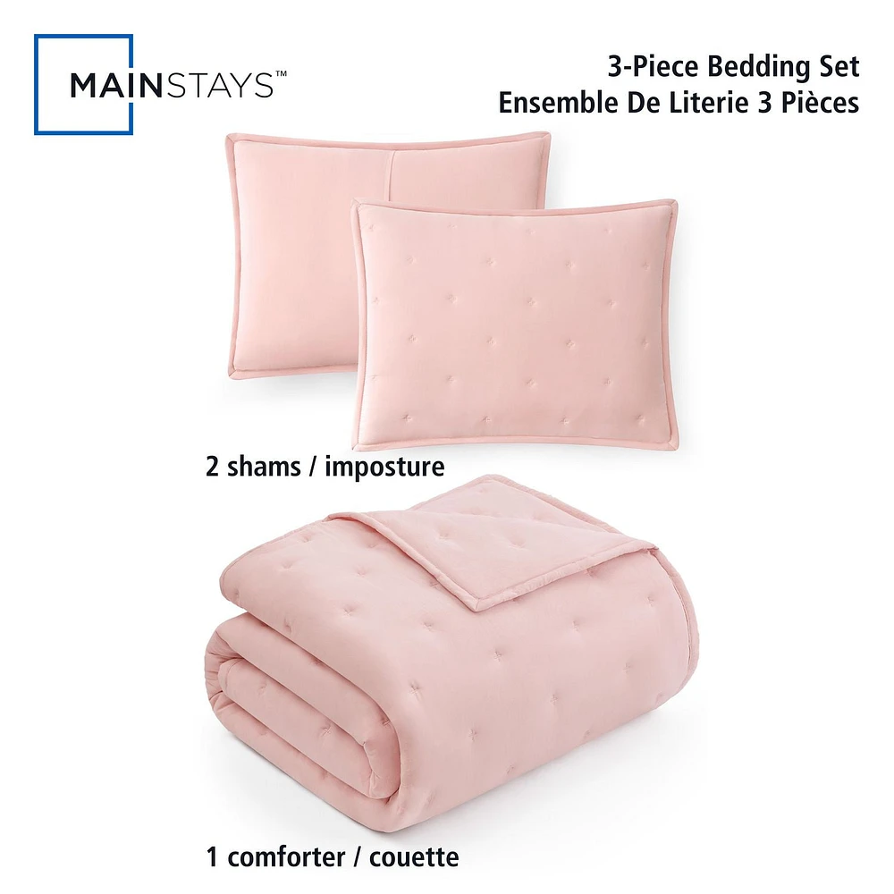 Ensemble de couette rose blush 3 pièces Mainstays