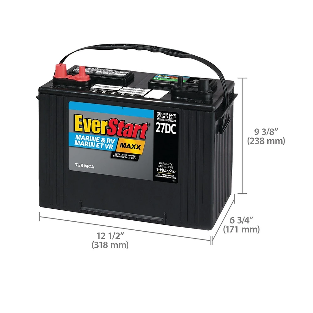 EverStart MARINE MAXX-27DC, 12 Volt, Marine/RV Battery, Group Size 27, 705 MCA, EverStart – Marine Battery