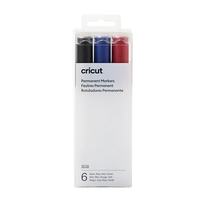 Feutres permanents Cricut 2,5 mm, Noir/Bleu/Rouge/Vert (6 unités)