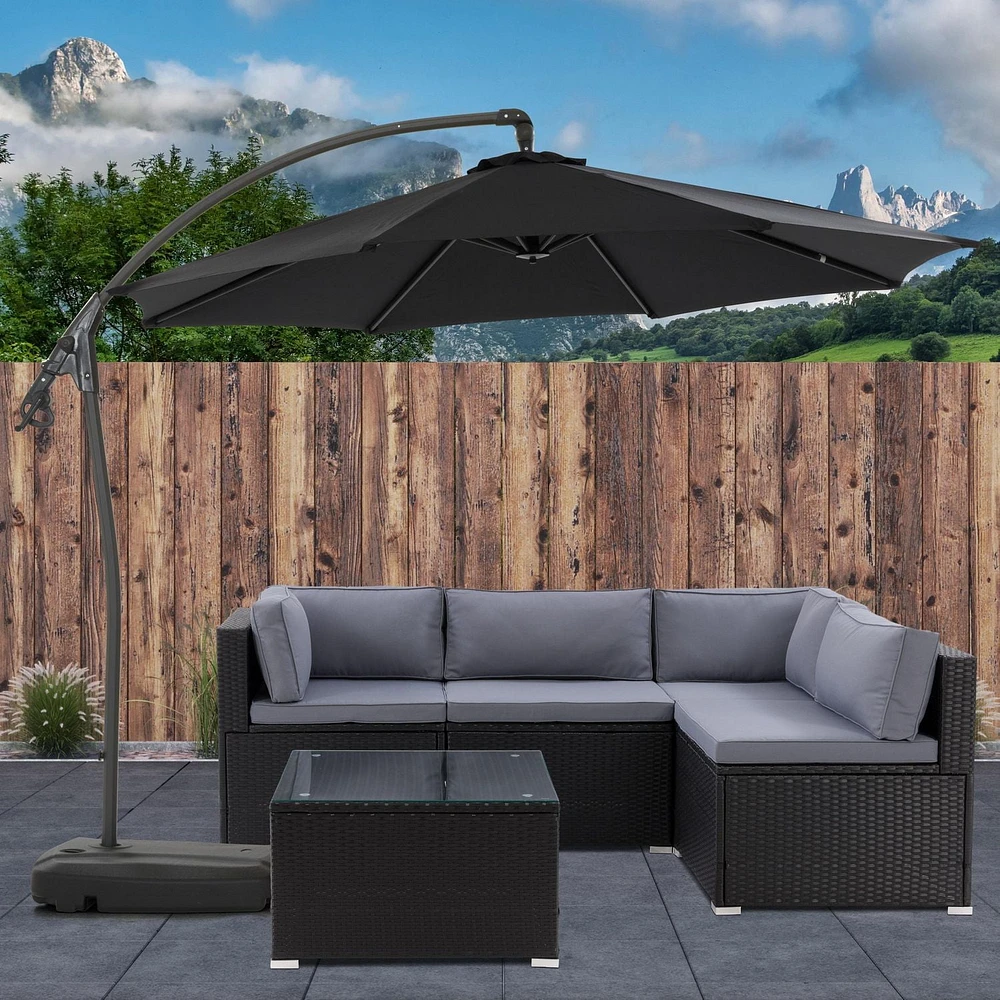 Parasol de terrasse en porte-à-faux CorLiving Endure de 9,5 pieds avec base à roulettes remplissable et cadre en aluminium et acier