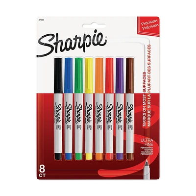 Sharpie Permanent Markers, Ultra Fine Point, Classic Colours, 8 Count