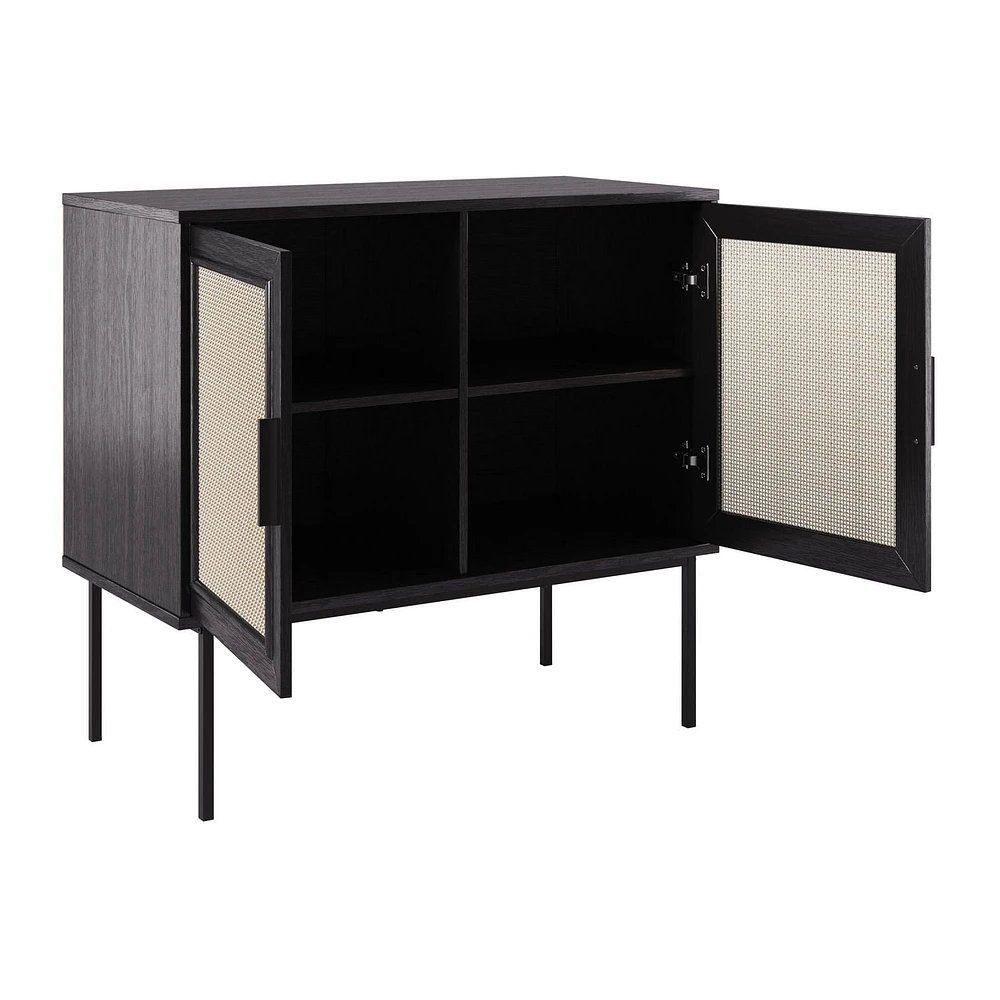 Emmett Premium Faux Wood Versatile Compact Sideboard Buffet with Lattice Doors