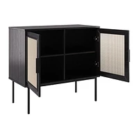 Emmett Premium Faux Wood Versatile Compact Sideboard Buffet with Lattice Doors