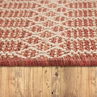 Better Homes & Gardens Woven Geo 5’x7’ Outdoor Rug - Polypropylene/Polyester - Terra Cotta, 5' x 7', fade resistant