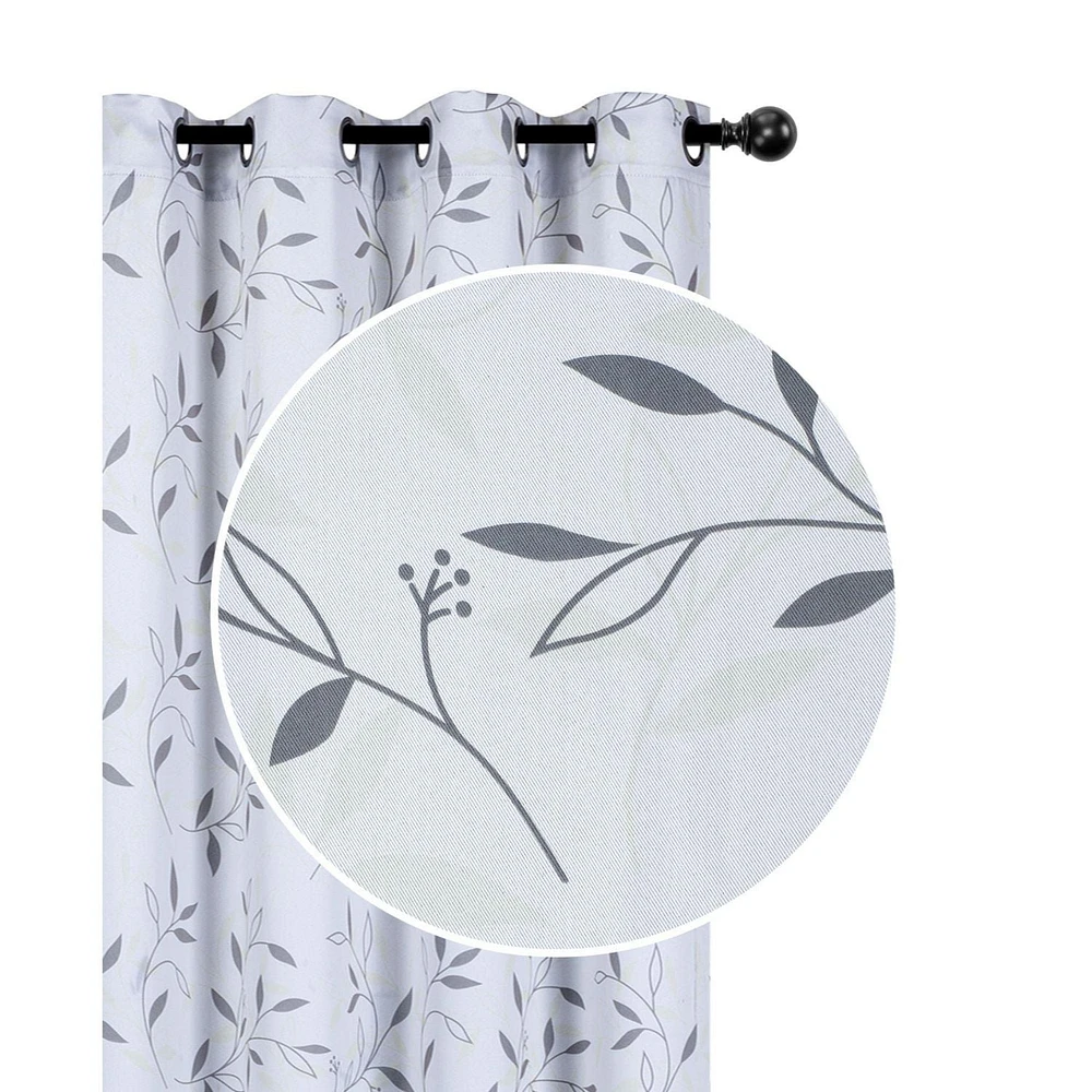 Panneau Décoratif Polyester W 8 Grom (Feuillu Argent) (84" ) - Set of 2