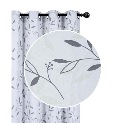 Panneau Décoratif Polyester W 8 Grom (Feuillu Argent) (84" ) - Set of 2