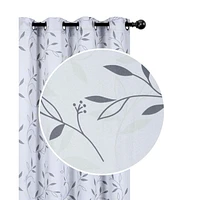 Panneau Décoratif Polyester W 8 Grom (Feuillu Argent) (84" ) - Set of 2