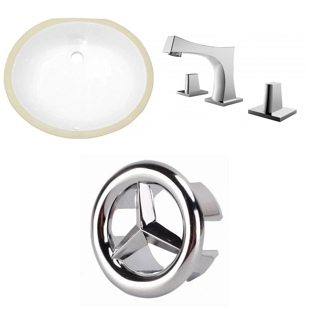 American Imaginations 19.5-in. W Oval Bathroom Undermount Sink Set In White - Chrome Hardware AI-26604