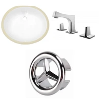 American Imaginations 19.5-in. W Oval Bathroom Undermount Sink Set In White - Chrome Hardware AI-26604