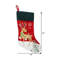 Holiday Time 20 inches velvet Reindeer stocking - Red