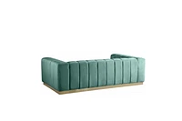 K-LIVING  SHANNON VELOUR FABRIC LOVESEAT IN MINT WITH ACCENT GOLD BASE