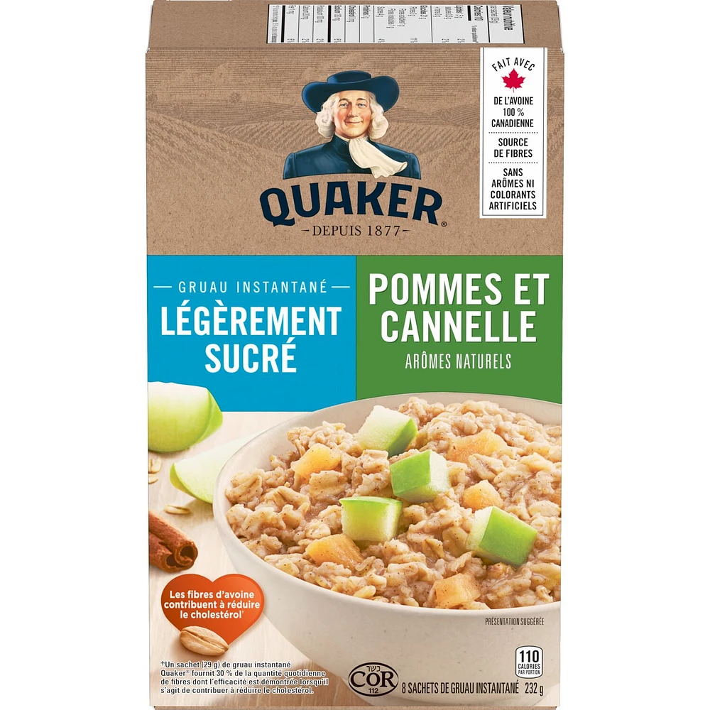 Quaker Lightly Sweetened Apples & Cinnamon Instant Oatmeal, 232g