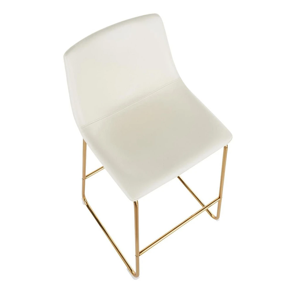 Tabouret Plata Import Landon en Blanc avec Pieds Dorés