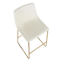 Tabouret Plata Import Landon en Blanc avec Pieds Dorés