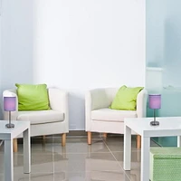 Simple Conceptions de table de base Chrome  avec abat-jour en tissu - Lot de 2