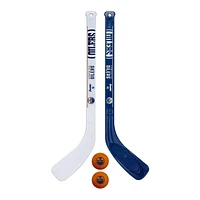 Franklin Sports LNH Ensemble de bâton de hockey miniature pour joueur de Oilers de Edmonton, 2 bâtons and 2 balles