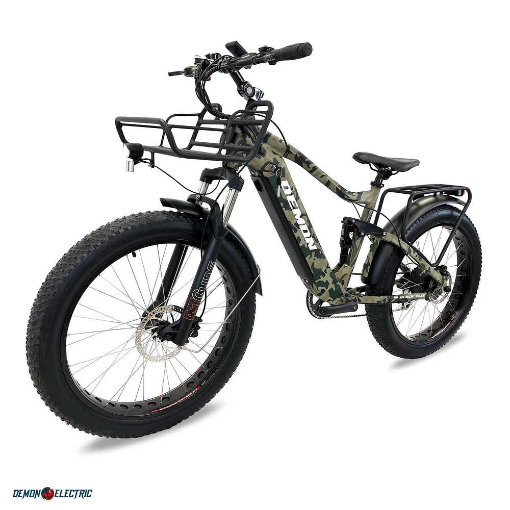 Demon Electric 26" Hunting Electric Bike, 750W Fat-Tire Electric Bicycle, 32km/h Off-Road E-Bike, Electric Mountain Bike with SHIMANO 7 Speed Gear - Camo