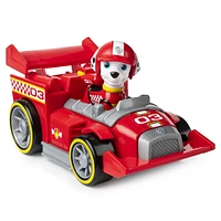 PAW Patrol, Ready, Race, Rescue, Véhicule de luxe Race & Go de Marcus avec effets sonores, pour les enfants à partir de 3 ans