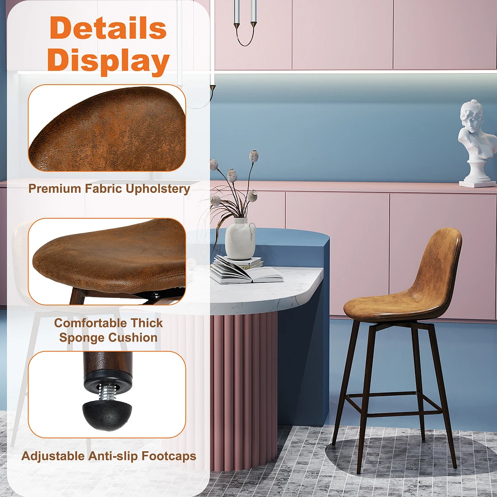 Ensemble de 2 tabourets de bar pivotants contemporains Homy Casa - Tabourets de bar ergonomiques rembourrés pour îlot de cuisine et salle à manger