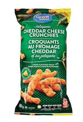 Croquants au fromage cheddar Great Value au jalapeño 310g