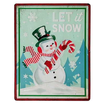 Pancarte décorative en métal à suspendre « Let It Snow » Holiday Time