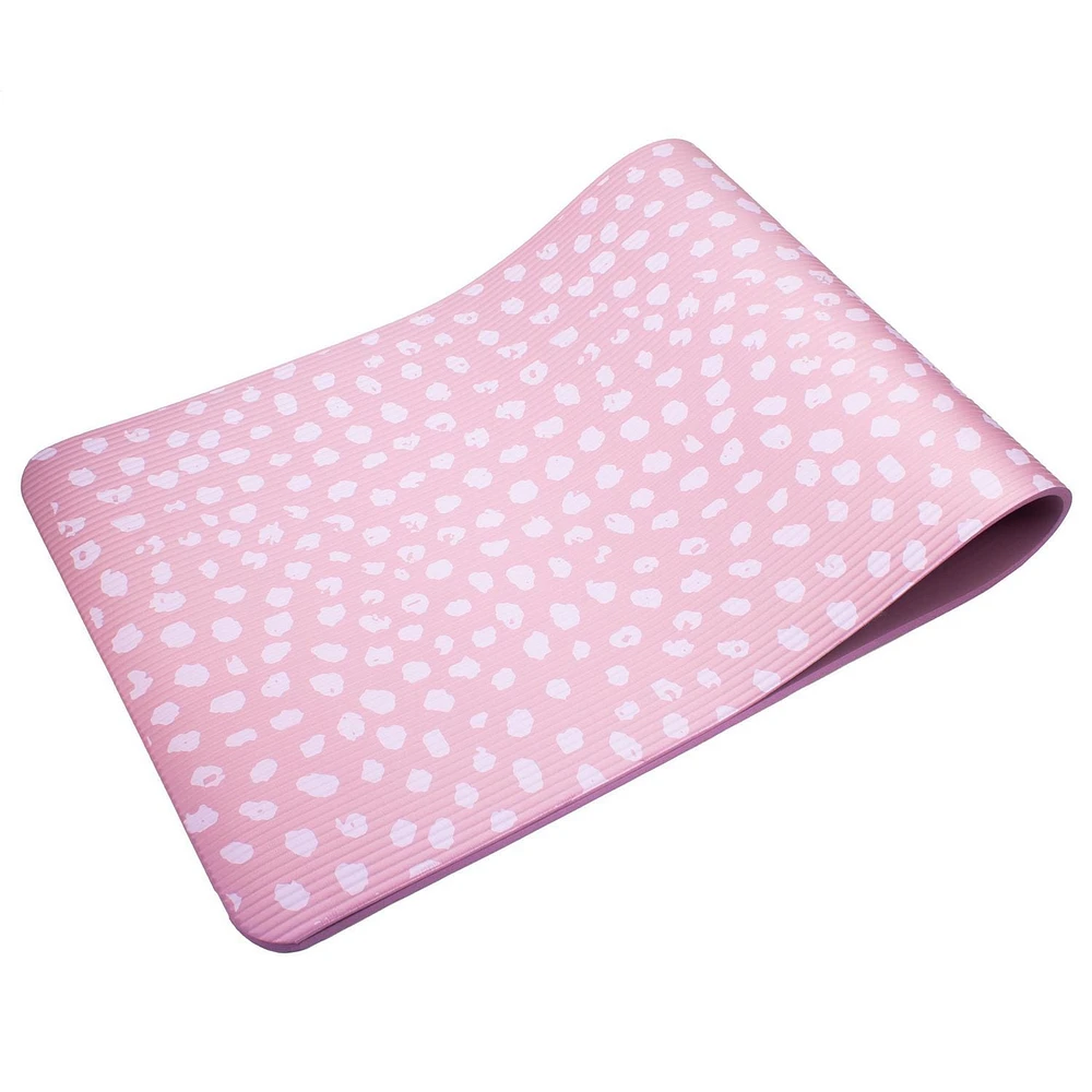 Tapis d’exercice avec pois imprimés de 10 mm – 61 cm x 182,9 cm – Violet/gris