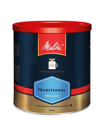 Melitta Traditional Medium Roast & Ground Coffee, 930 g Tin