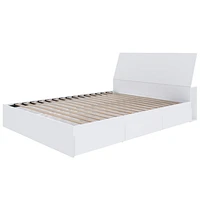 Lit rangement queen avec tête de lit Paris de Nexera, fini blanc