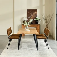 Homy Casa Lot de 4 chaises de salle à manger sans accoudoirs, avec revêtement en simili-suède, pieds en métal noir