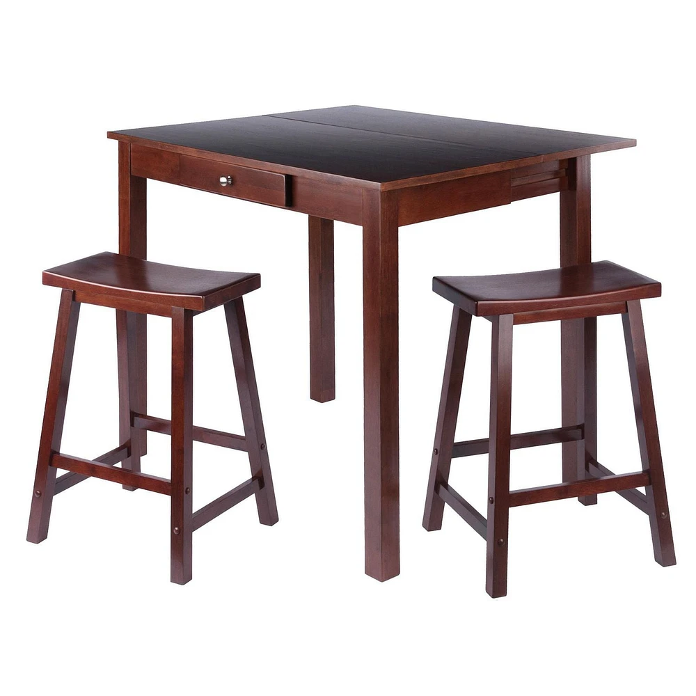 Winsome Perrone 3pc Set High Tabe with Saddle Seat Stools