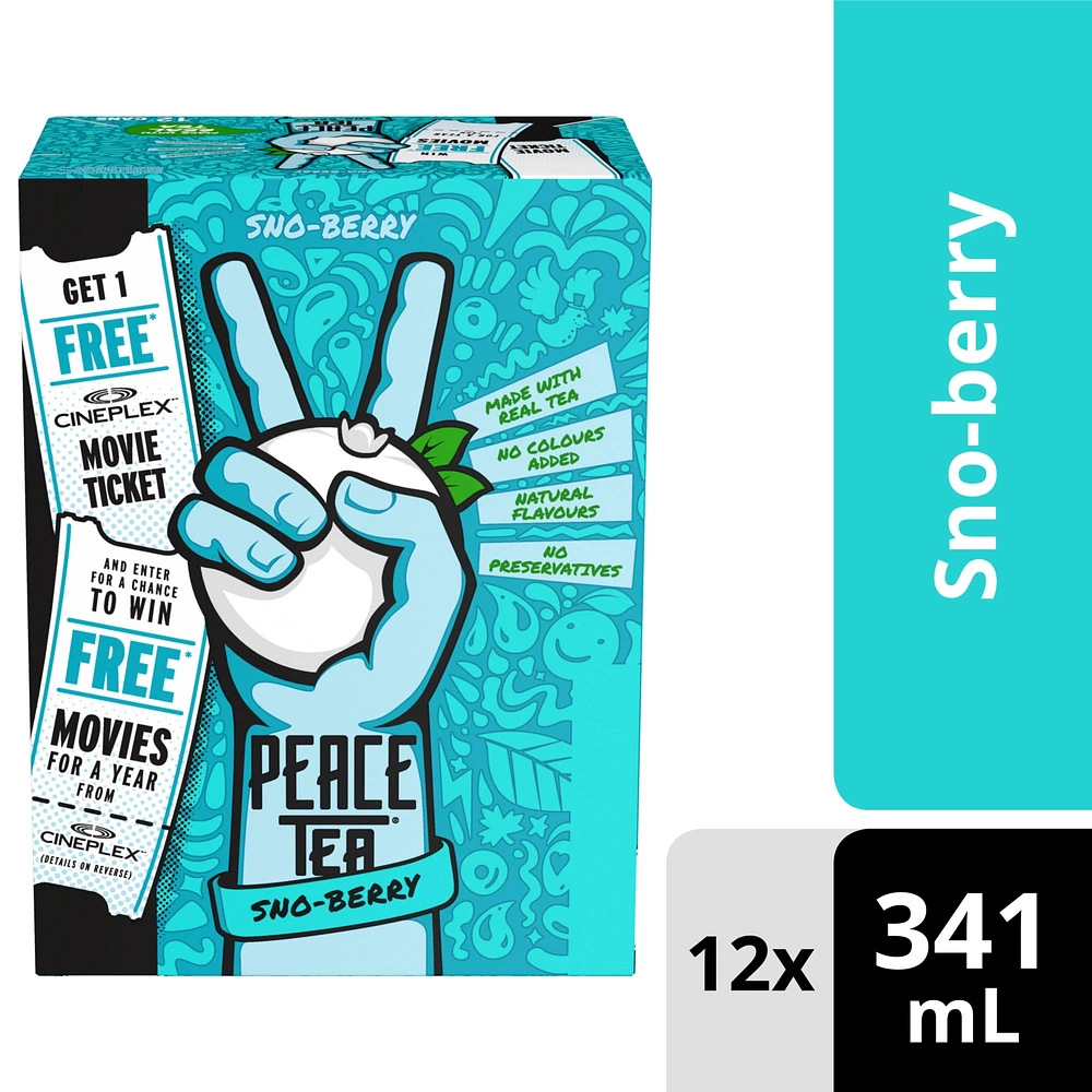 Cannettes de Peace Tea Sno-Berry, 341 mL, Paquet de 12 12 x 341 ml